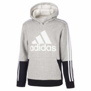 Adidas Youth Fleece Hoodie Gray Black 10-12